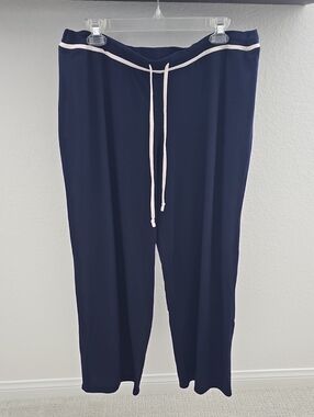 Gilligan & O'Malley Modal Knit Wide Leg Pajama Lounge Pants Navy Blue XXL